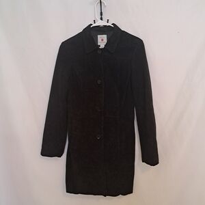 Real Clothes 100% Leather Black Suede Coat Women's Size 8